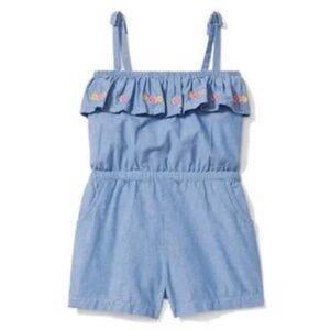 Janie and Jack Blue Chambray Ruffle Romper (12-18M)